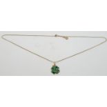 David Andersen silver pendant in the form of a clover set with green enamel