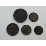1831 William IV halfpenny VF-EF together with two Victorian young head examples 1854 and 1874,