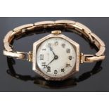 Rolex 9ct gold ladies wristwatch with blued Breguet hands, Arabic numerals, cream dial, engraved
