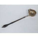 Georgian hallmarked silver toddy ladle, London 1749 maker's mark JJ, length 31cm