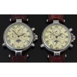 Two Stauer Graves 33 gentleman's automatic triple calendar wristwatches ref. 13372 both with with