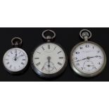 Three various open faced pocket watches comprising Samuel Sloane of Armagh hallmarked silver