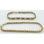 Two 9ct gold bracelets, one rope twist, 6.6g