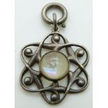 Arts and Crafts silver pendant set with a moonstone cabochon