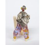 Murano glass and white metal clown marked Italy 925, height 7.5cm