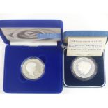 Royal Mint silver proof commemorative crowns, one for the marriage and one for the death of Princess