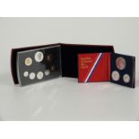 Two silver proof coin sets comprising 1976 USA Bicentennial Dollar, half and quarter together with a