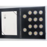 Royal Mint 2008 one pound coin silver proof collection comprising 14 coins, in original case with
