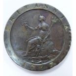 George III 1797 cartwheel penny, EF+ with toning, 10 laurel leaves