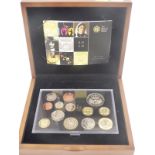 Royal Mint 2010 proof coin set comprising 13 coins, including two two pound, three one pound and two