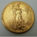 1909 USA Liberty standing, eagle reverse, twenty dollar gold coin, Denver Mint, 33.4g