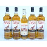 Five bottles of Famous Grouse whisky comprising four 1L and one 70cl, all 40% vol