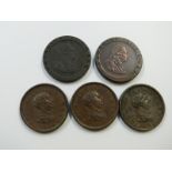 Two George III 1806 copper pennies together with an 1807 example, all VF+, two cartwheel pennies