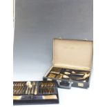 Twelve place setting canteen of Bestecke SBS Solingen gilt cutlery.