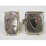 Two Victorian hallmarked silver vesta cases, one Birmingham 1898, the other with indistinct