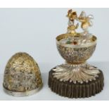 Christopher Lawrence novelty hallmarked silver and gilt surprise musical egg, the the interior