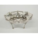 George VI hallmarked silver bonbon dish with pierced decoration, raised on four feet, Birmingham
