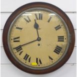 Circular dial clock impressed 1942, George VI to rear of mahogany case, the painted Roman dial