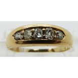 Edwardian ring set with five old cut diamonds (size M)