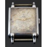 Tudor Art Deco style gentleman's wristwatch with inset subsidiary seconds dial, gold hands and