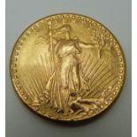 1927 USA Liberty standing, eagle reverse, twenty dollar gold coin, 33.4g