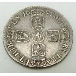 William III 1697 3rd bust sixpence, VF