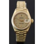 Rolex Oyster Perpetual Datejust 18ct gold ladies wristwatch ref. 69178 with date aperture,