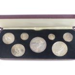Victorian jubilee specimen set comprising seven coins from crown to threepence, in original case