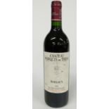 A bottle of Chateau Marquis De Terme Margaux 1991 red wine, 75cl, 12.5% vol