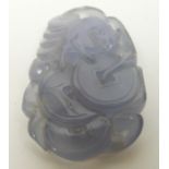 Chinese lavender jade carving depicting a rat and coins, length 5cm