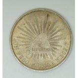 Mexican silver Peso 1898, restruck in 1949 for the Chinese Nationalist Government, M and small 'o'