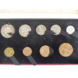 George VI 1950 specimen coin set comprising nine coins from half crown to farthing, in original
