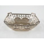 George V hallmarked silver pierced bonbon dish, Birmingham 1915 maker E S Barnsley & Co, width 10cm,