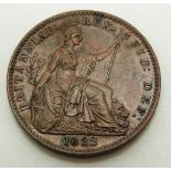 1822 laureate draped bust George IV farthing, first reverse date in exegue, UNC with lustre