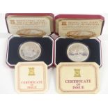Pobjoy Mint silver proof crowns, one 1977 Silver Jubilee, the other Tercentenary of Manx coinage,