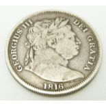 George III bull head 1816 half crown, GF, S3788