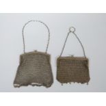 Two white metal mesh purses, one marked 935, width 12.5cm, the other indistinctly marked including