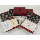 Seven Coinage of Great Britain sets comprising 1992, 1993, 1995, 1996 x2, 1998 and 1999, all but