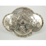 Victorian / Edward VII Goldsmiths and Silversmiths Co Ltd hallmarked silver quatrefoil tray with