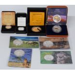Eight Australian silver coins including 100 years of Australian coinage 2010 one dollar fine