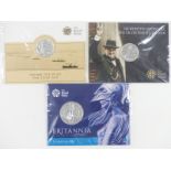 Three Royal Mint fine silver coins comprising 2015, £50 Britannia, 2014 First World War £20 and 2015