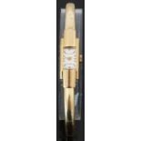 Avia 18ct gold ladies wristwatch with gold hands, two-tone baton markers, silver dial and 17 jewel