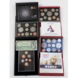 Royal Mint deluxe cased brilliant uncirculated coin sets comprising 2005, 2007, 2008 and a further