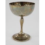 George V hallmarked silver goblet, Birmingham 1927 maker Alexander Clark & Co Ltd, height 12cm,