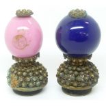 Two Chinese glass hat finials, height 5.5cm