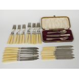 Cased hallmarked silver Viners christening set, weight of spoon and fork 55g, and a quantity of