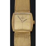 Omega 18ct gold ladies automatic wristwatch ref. 8164 with black hands, gold baton markers, gold