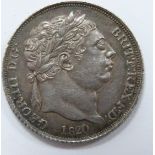 1820 George III "bull head" sixpence, EF, with toning