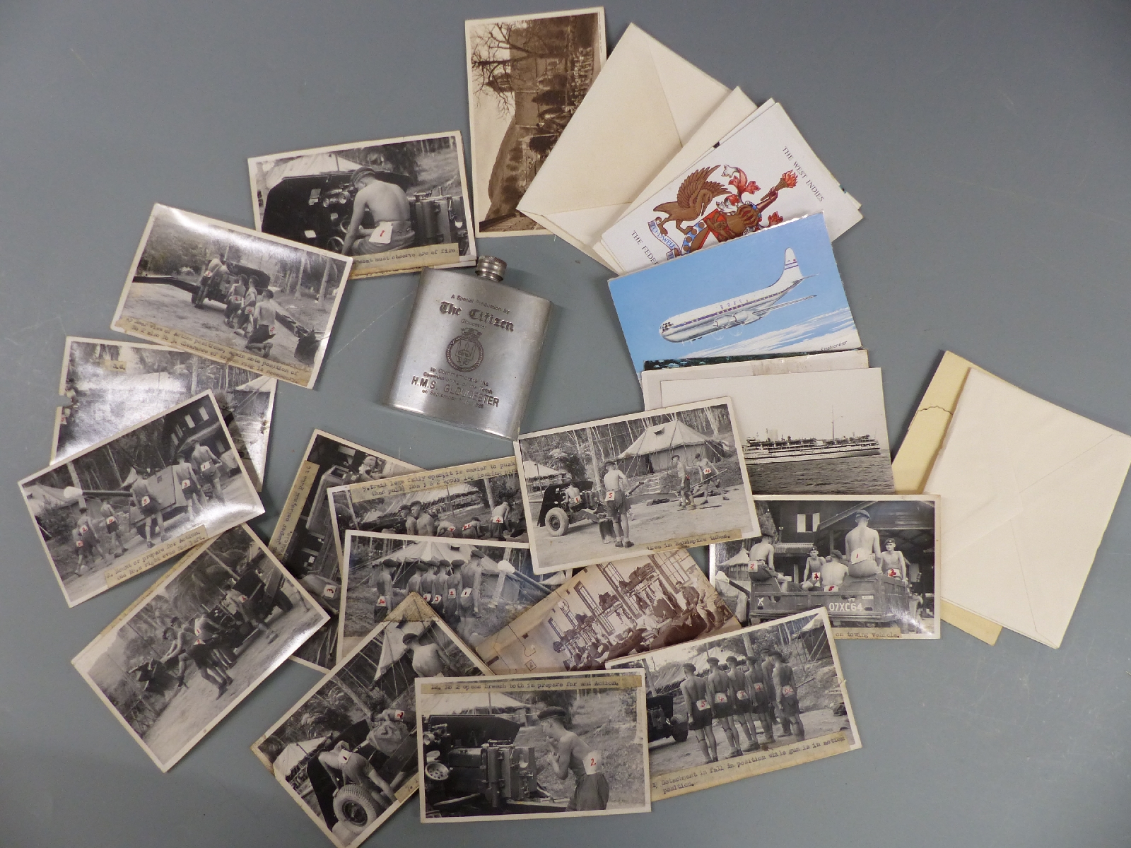 A collection of British Army training poscards including Field Gun, Worcestershire Norton Barracks