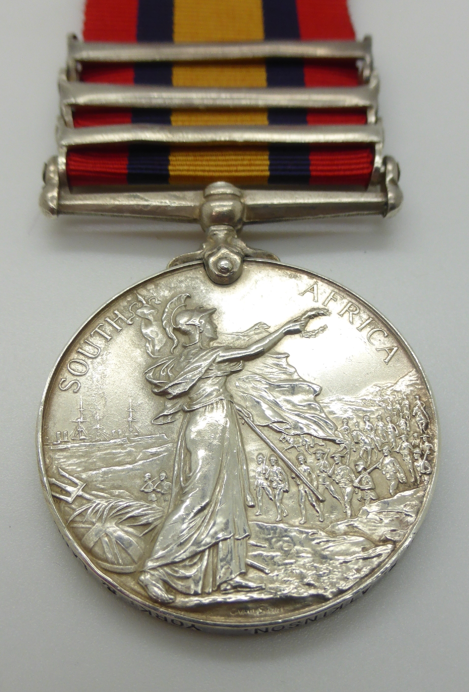 Victorian British Army Queen's South Africa Medal with three clasps South Africa 1902, South - Image 5 of 7
